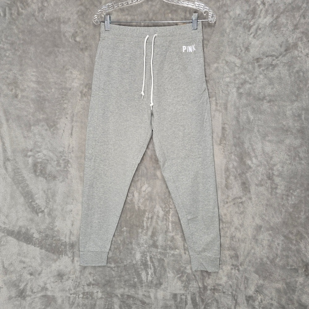 PINK Campus Jogger Womens M Gray High Waist Full Length Cotton Sweatpants Yoga